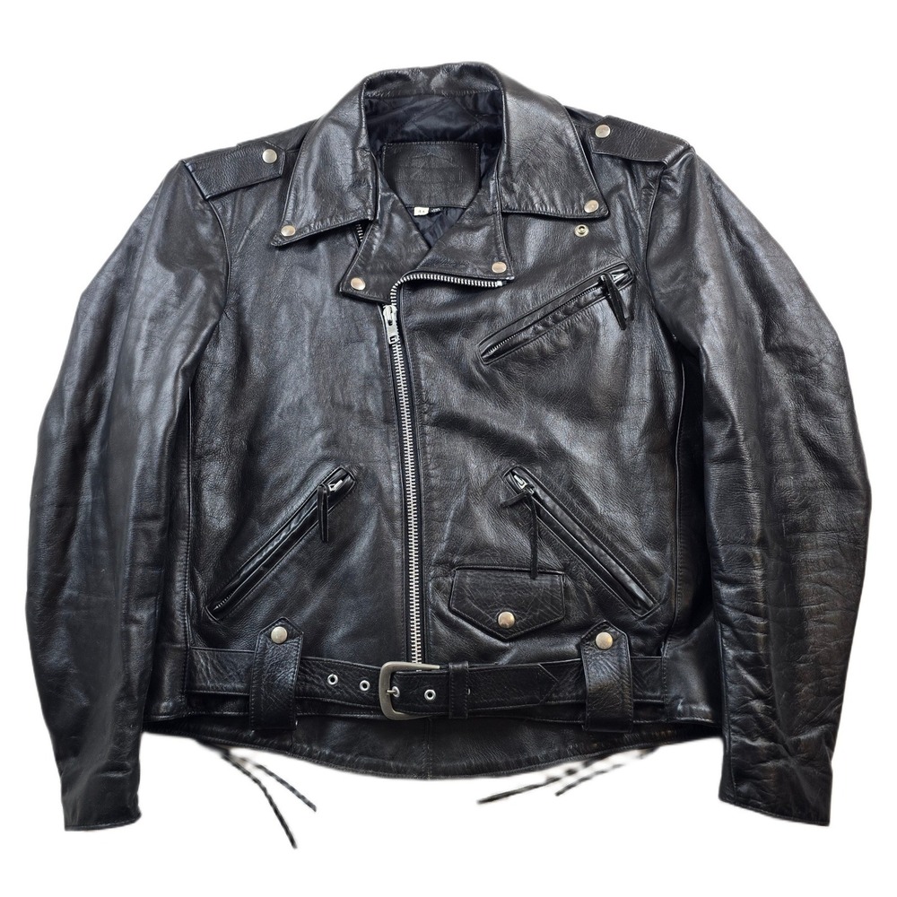 Vintage Harley-Davidson Biker Leather Jacket Men Large 44 Black Asymmetrical USA